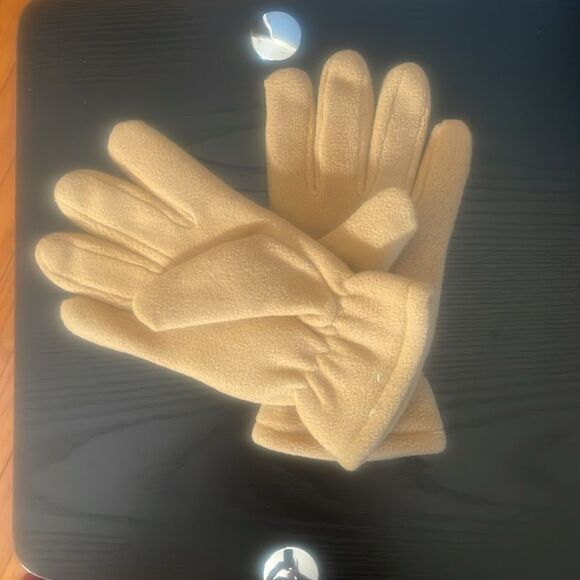 Womens soft polyester fleeced lined brown gloves - Picture 1 of 4